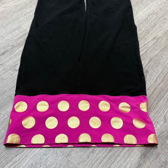 Victorias Secret PINK Y2K Yoga Crop Pants Fold Over Pink Gold Polka Dot Bling LG - Picture 9 of 10